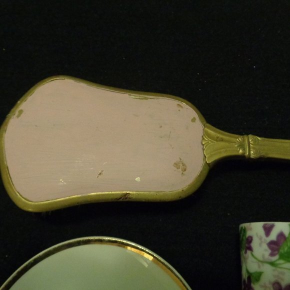 PAST ROMANCE BALLETCORE VINTAGE CHINZ CUP 2 SM PLATES OLD HAIRBRUSH LOT - Picture 7 of 8